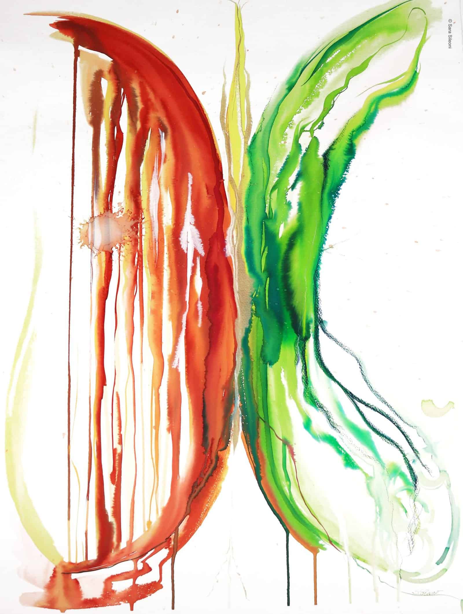Energie dalla Terra (ecoline e gessetti, 55x77cm)_©Sara Sileoni
