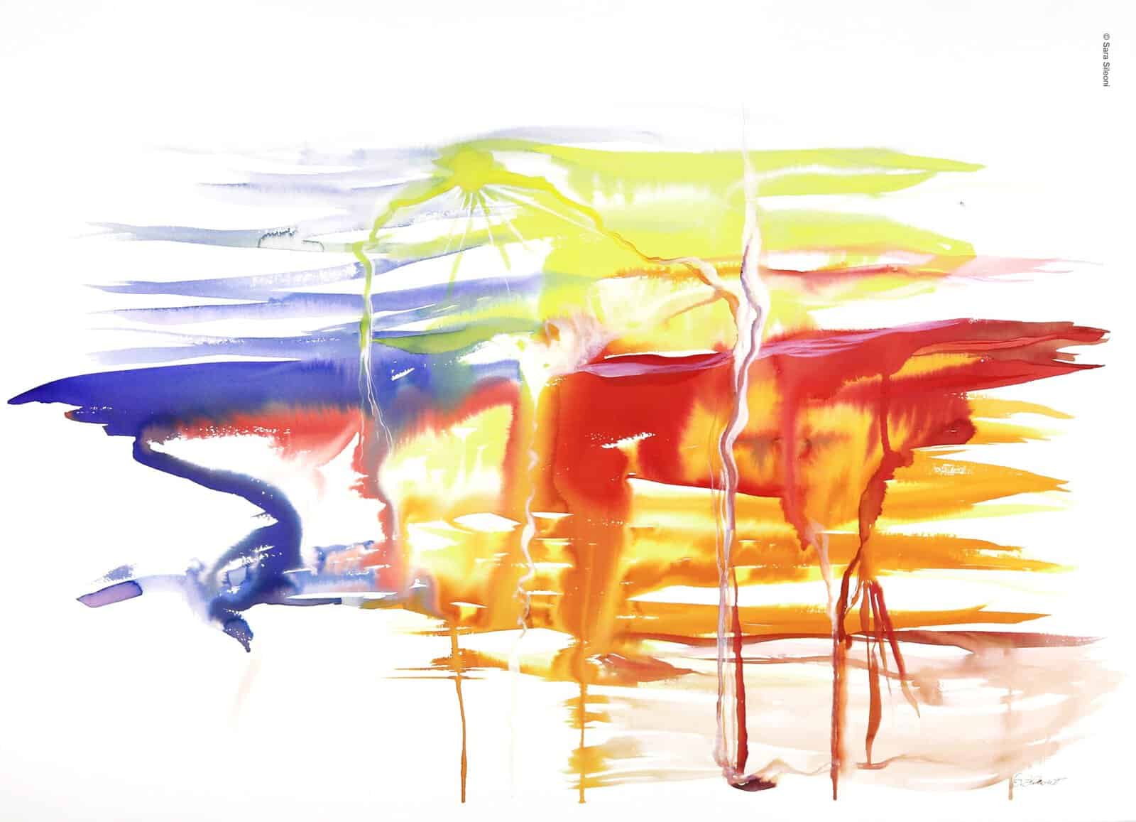 Esplosioni di Luce e Fuoco (ecoline, 77x56cm)_©Sara Sileoni