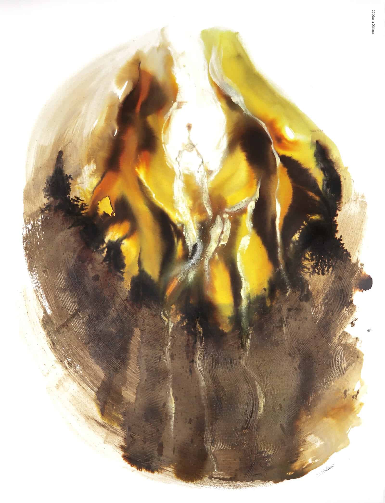 Goccia di Terra (ecoline e terra, 56x76cm)_©Sara Sileoni