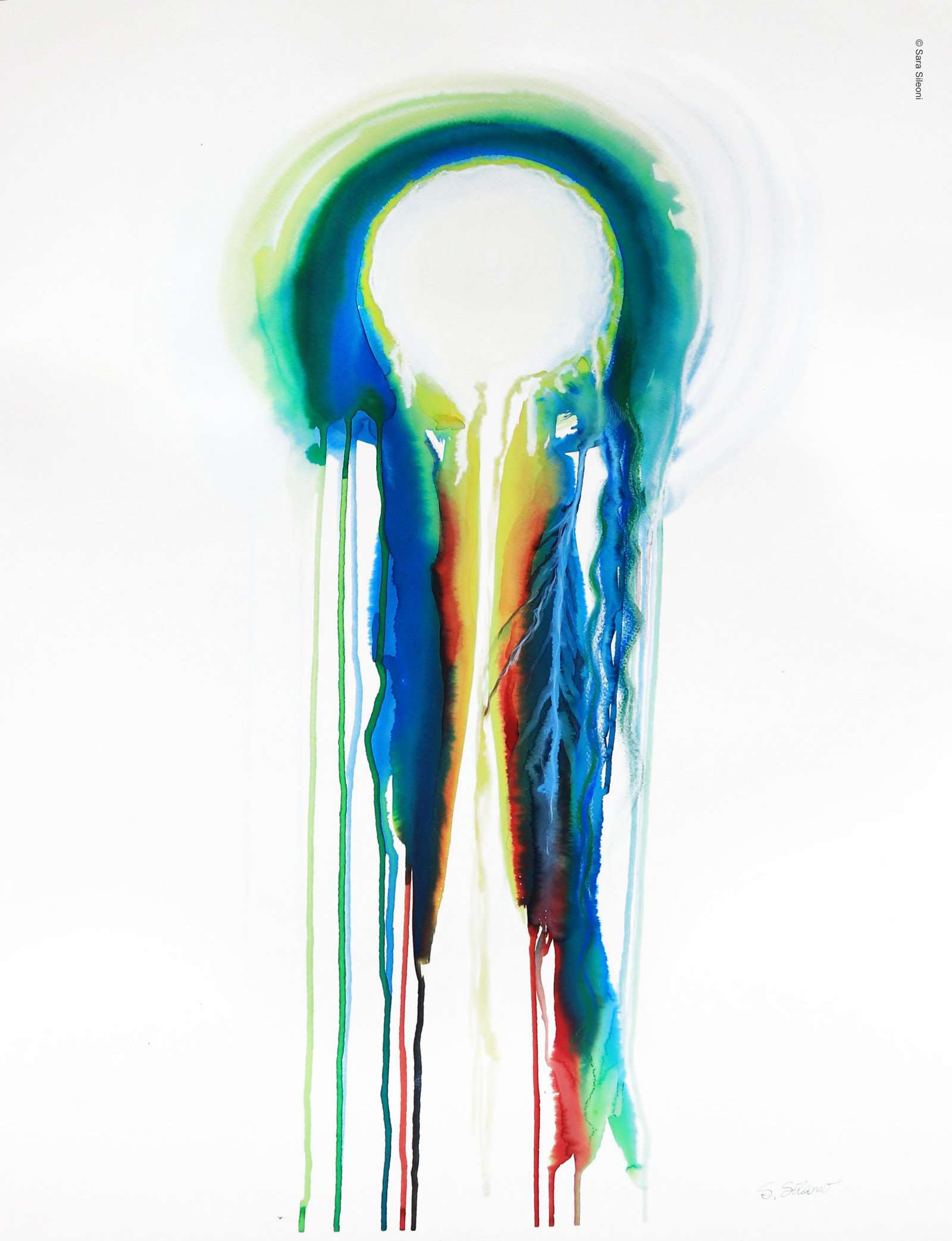 Introspezione nell'Acqua (ecoline e gessetti, 56x76cm)_©Sara Sileoni